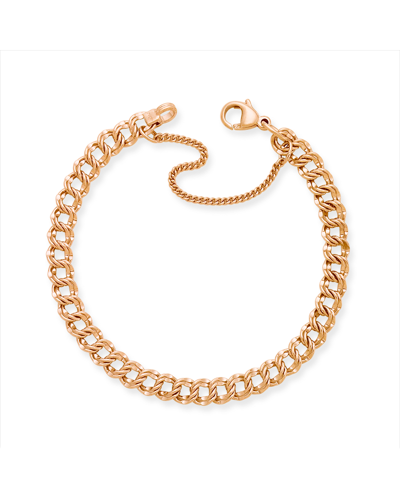 Light Double Curb Charm Bracelet