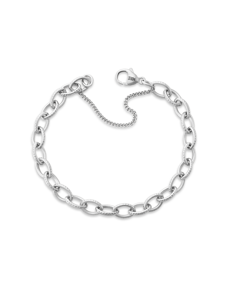 Textured Oval Charm Bracelet