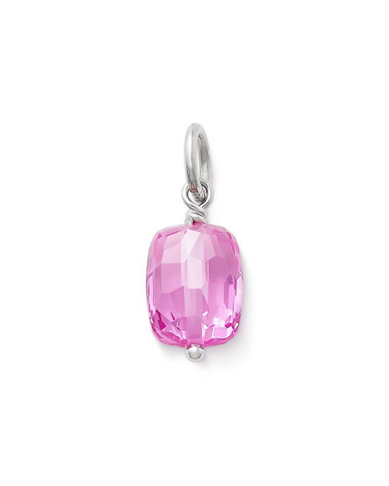 Faceted Lab-Created Pink Sapphire Gemstone Bead Pendant