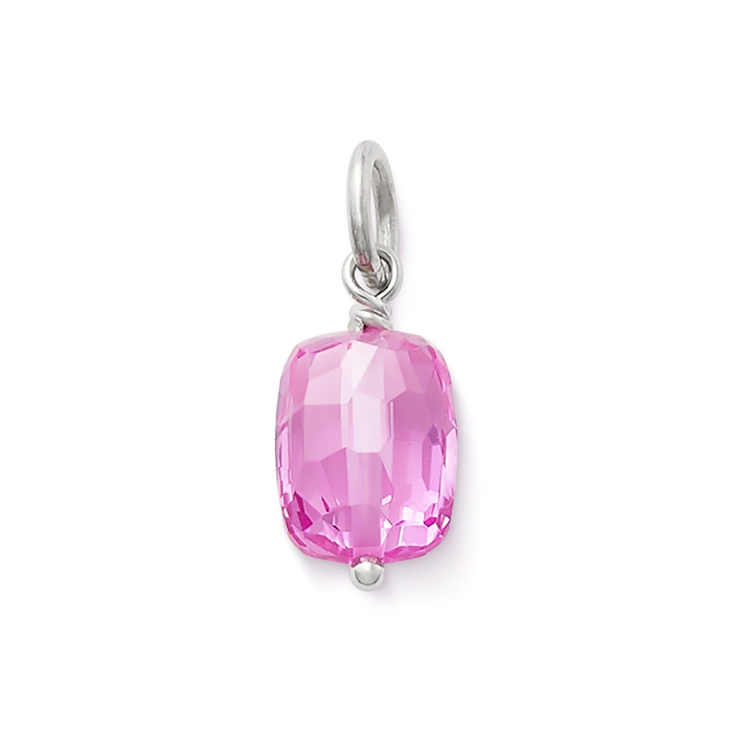 Faceted Lab-Created Pink Sapphire Gemstone Bead Pendant - Image 2