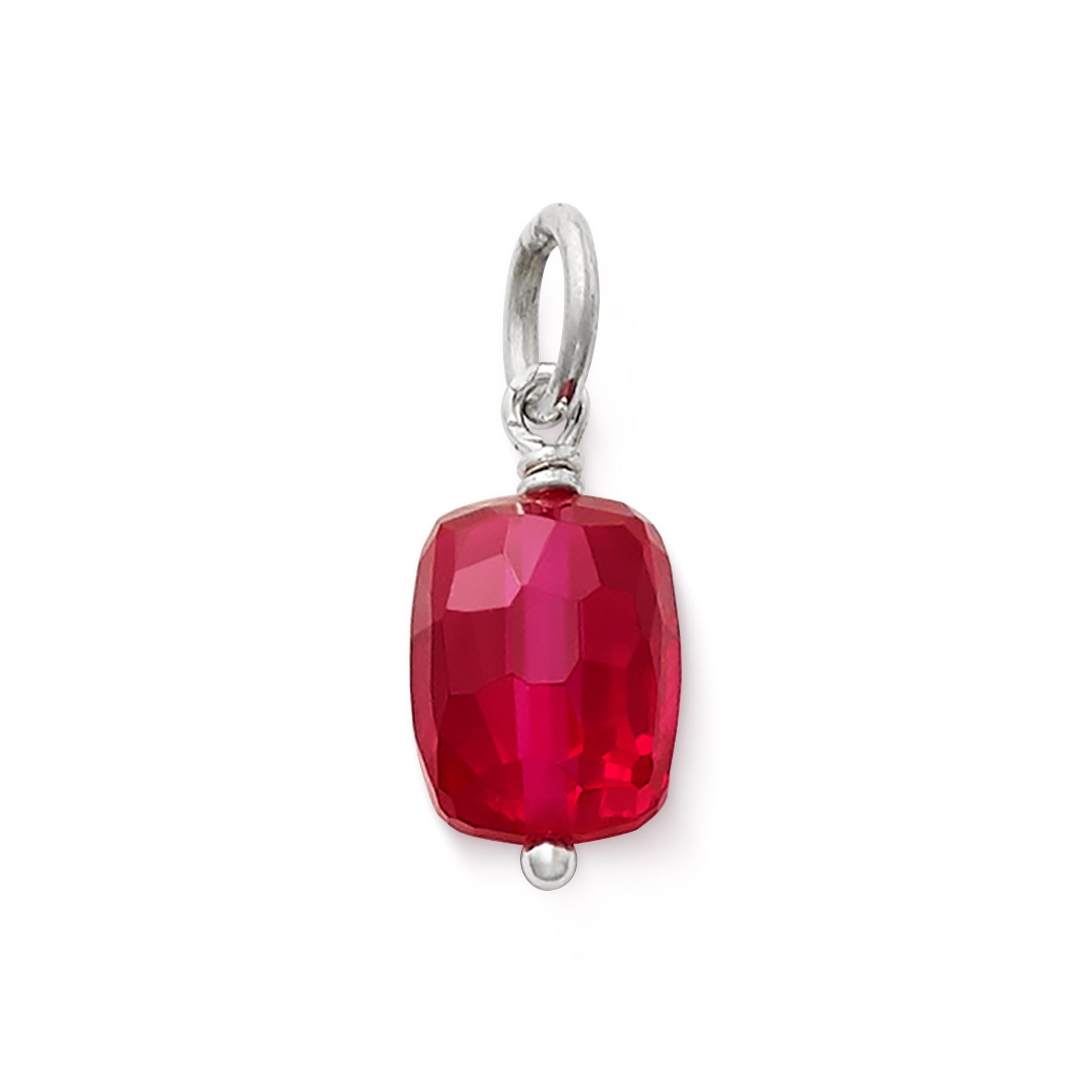 Faceted Lab-Created Ruby Gemstone Bead Pendant - Image 2