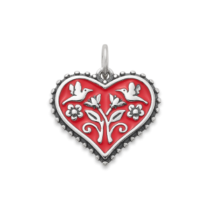Enamel Red Hearts in Bloom Charm