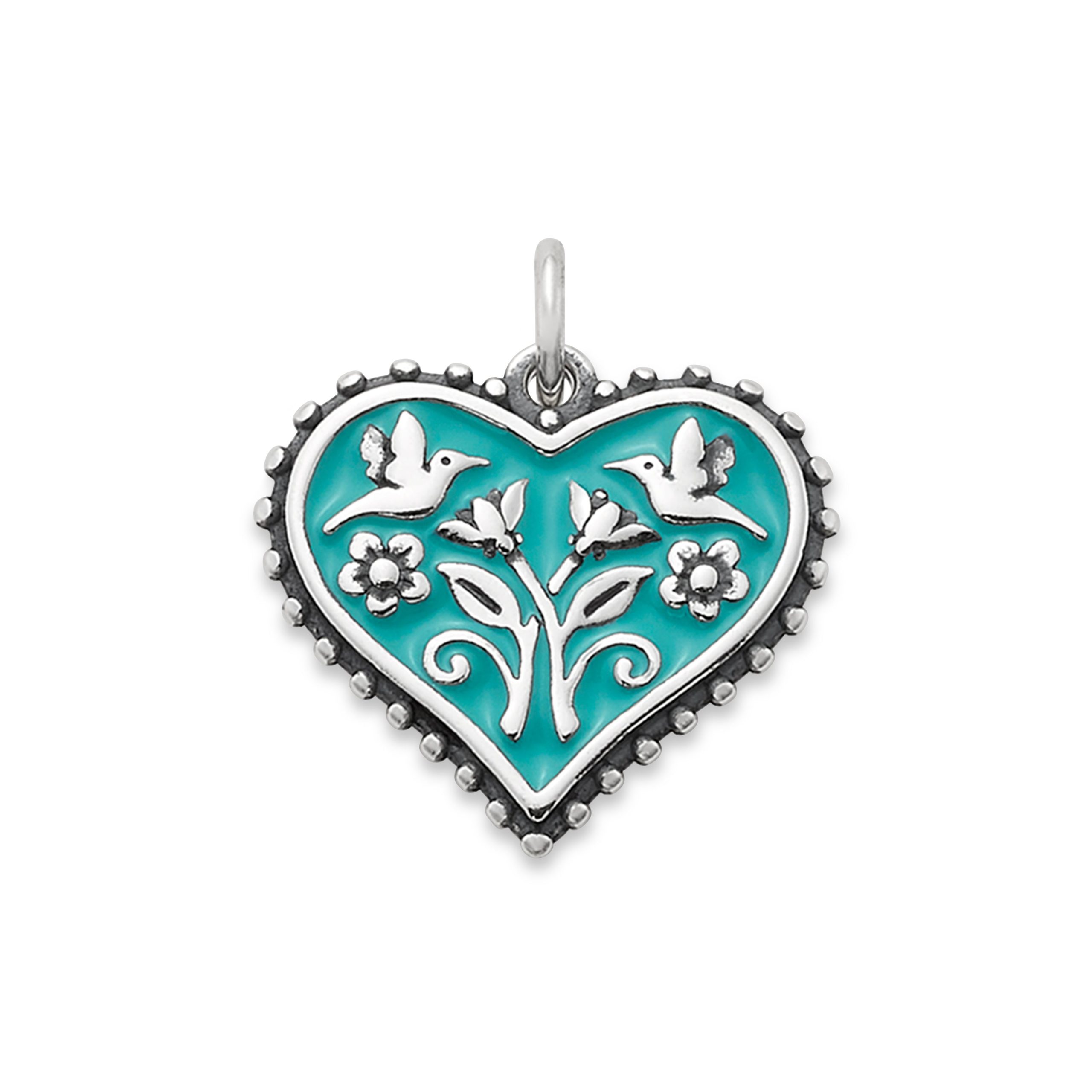 Enamel Teal Hearts in Bloom Charm - Image 2