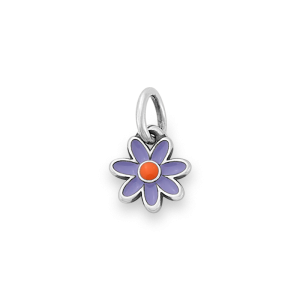 Enamel Lavender Purple and Orange Mini Flower Charm