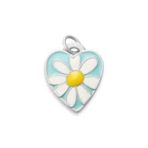 Enamel Daisy Heart Charm
