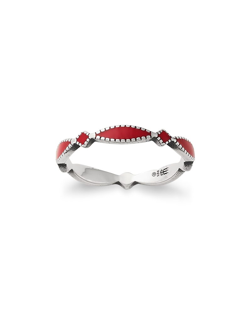 Enamel Red Cordoba Stacker Ring