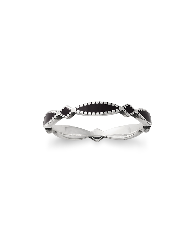 Enamel Black Cordoba Stacker Ring