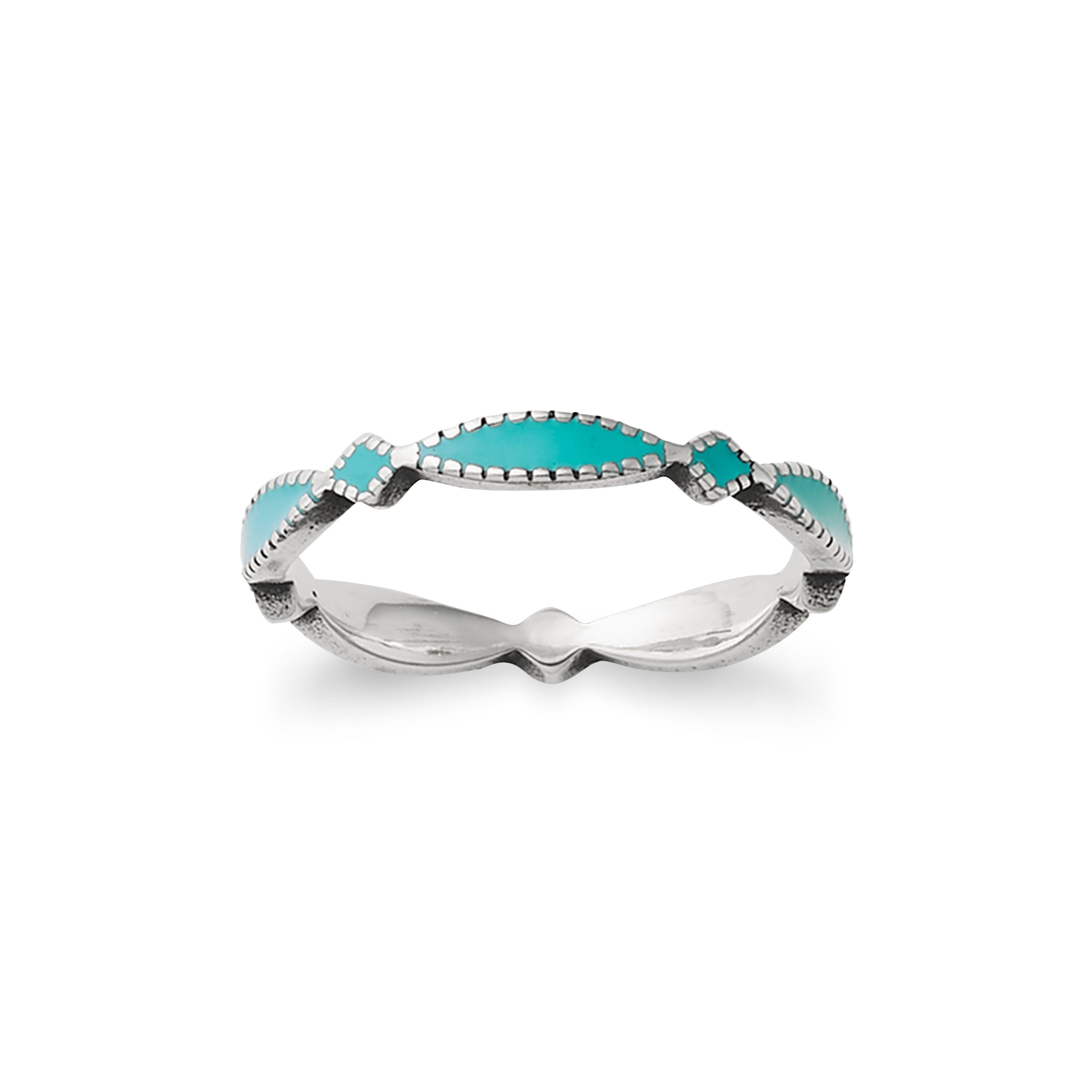 Enamel Teal Cordoba Stacker Ring - Image 2