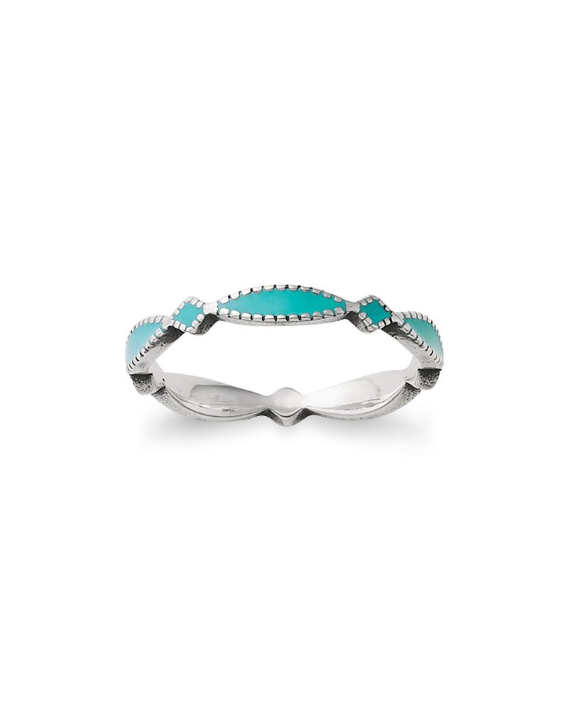 Enamel Teal Cordoba Stacker Ring