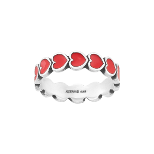 Enamel Red Connected Hearts Ring