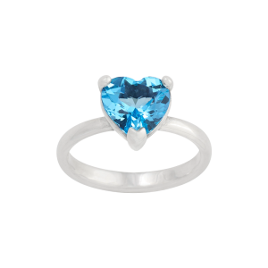 Heart Gemstone Ring with Blue Topaz