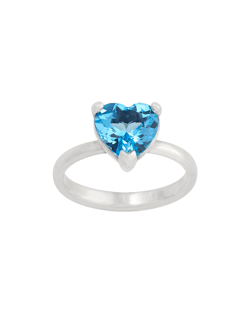 Heart Gemstone Ring with Blue Topaz