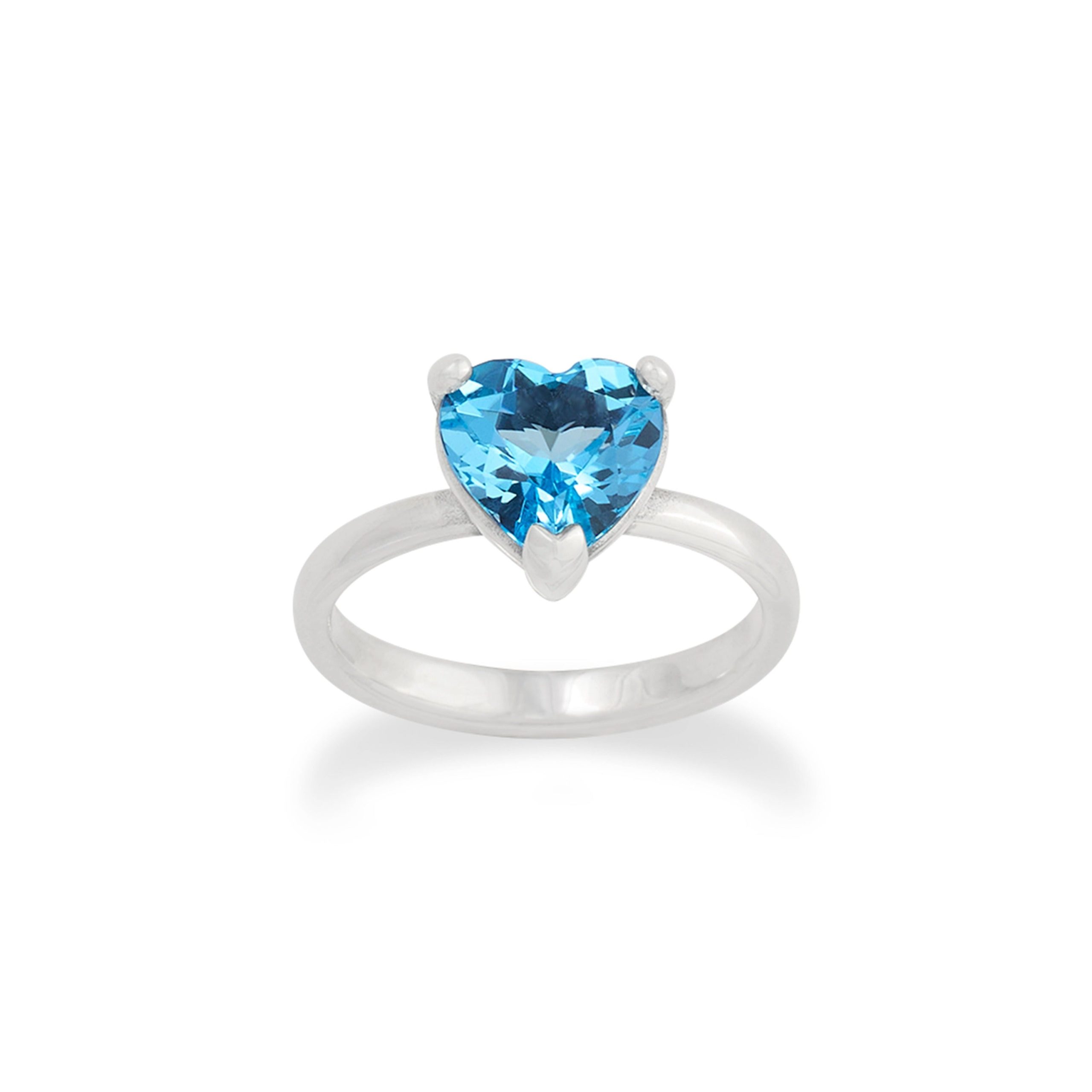 Heart Gemstone Ring with Blue Topaz - Image 2