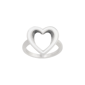 Enamel White Open Heart Ring